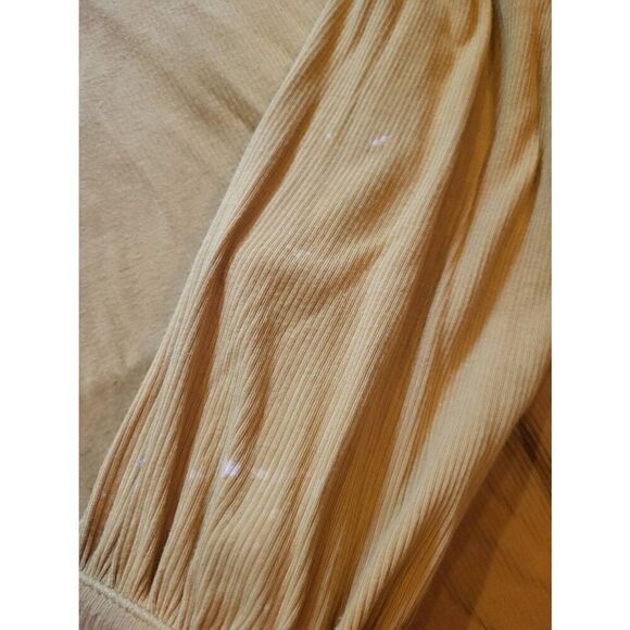 Free People Shimmy Shake Top Women's XS Gold Ribbed Open Back Boho Fall - Picture 4 of 7